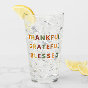 Thankful Grateful Blessed – Fall Glass Cup