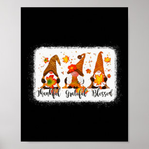 Thankful Grateful Blessed Fall Gnomes Autumn Thank Poster