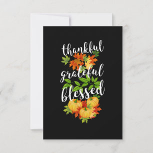 Thankful Grateful Blessed Fall Leaves Pumpkins  Card