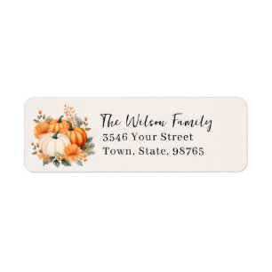 Thankful Grateful Blessed Fall Pumpkin Custom Name Label
