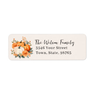 Thankful Grateful Blessed Fall Pumpkin Custom Name Label