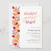 Thankful Grateful Blessed Fall Thanksgiving Dinner