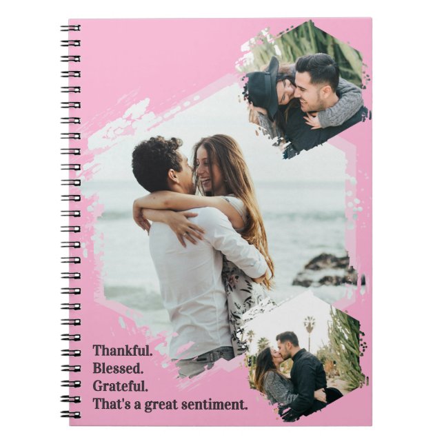 Thankful Grateful Blessed Family Photo Notebook (Front)