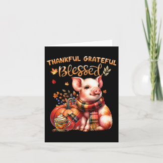 Thankful Grateful Blessed Farm Animal Pig Fall Y'a Card