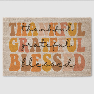 Thankful Grateful Blessed Fiber Doormat