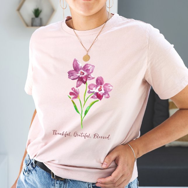 Thankful, Grateful, Blessed floral T-Shirt (Creator Uploaded)