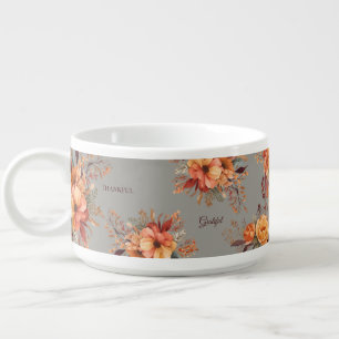 Thankful Grateful Blessed Floral Thanksgiving Bowl