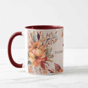 Thankful grateful blessed Floral Thanksgiving  Mug