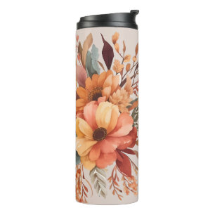 Thankful grateful blessed Floral Thanksgiving  Thermal Tumbler