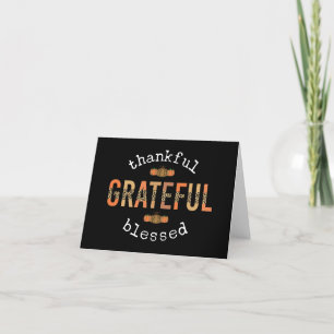 Thankful Grateful Blessed Fun Leopard Print Fall Letterpress Thank You Card