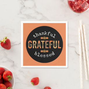 Thankful Grateful Blessed Fun Leopard Print Fall Napkins
