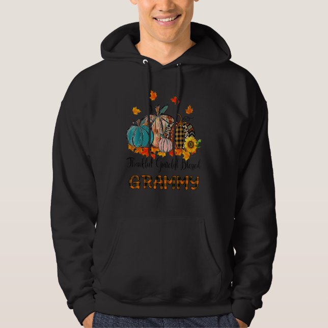 Thankful Grateful Blessed Grammy Pumpkins Thanksgi Hoodie (Front)