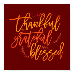 Thankful Grateful Blessed Gratitude Quote Burgundy Poster