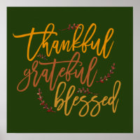 Thankful Grateful Blessed Gratitude Quote green