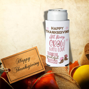 Thankful, Grateful, Blessed, Happy Thanksgiving Seltzer Can Cooler