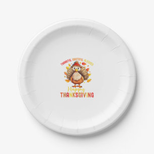 Thankful Grateful Blessed Happy Thanksgiving Turke Paper Plates