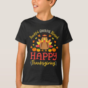 Thankful Grateful Blessed Happy Thanksgiving Turke T-Shirt