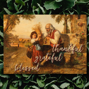 Thankful Grateful Blessed Harvest Roman Campagna Holiday Card