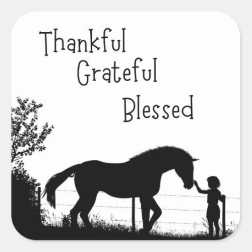 Thankful Grateful Blessed Horse Sticker