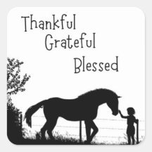 Thankful Grateful Blessed Horse Sticker