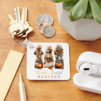 Thankful Grateful Blessed  Keychain