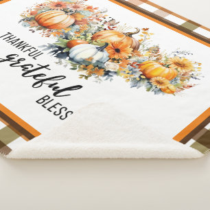 Thankful, Grateful, Blessed Large Sherpa Blanket