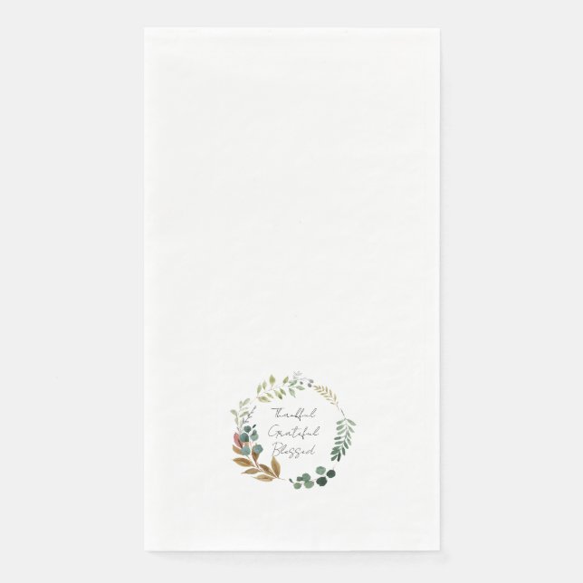 Thankful Grateful Blessed Leaf Art Rustic Modern  Paper Guest Towels (Front)