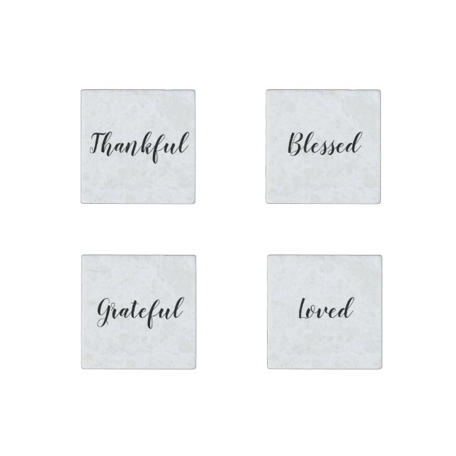 Thankful Grateful Blessed loved custom script Stone Magnet (Front)
