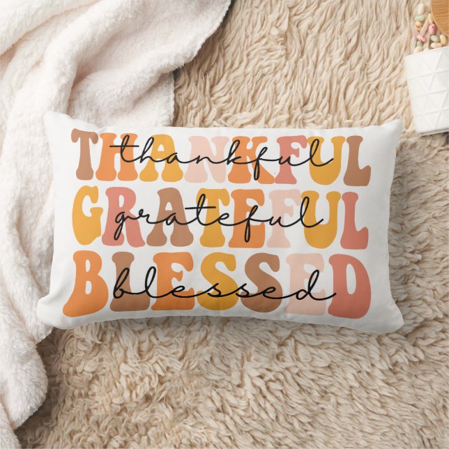 Thankful Grateful Blessed Lumbar Pillow (Blanket)
