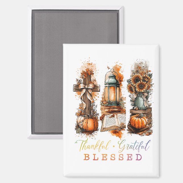 Thankful Grateful Blessed  Magnet (Front/Back)