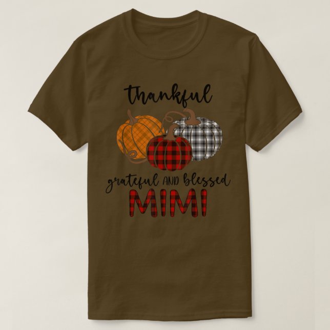 Thankful Grateful Blessed Mimi Plaid Shirt Thanksg (Design Front)
