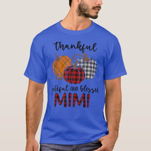 Thankful Grateful Blessed Mimi Plaid  Thanksgiving T_Shirt