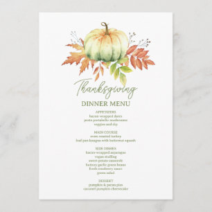 Thankful Grateful Blessed Minimalist Thanksgiving Menu