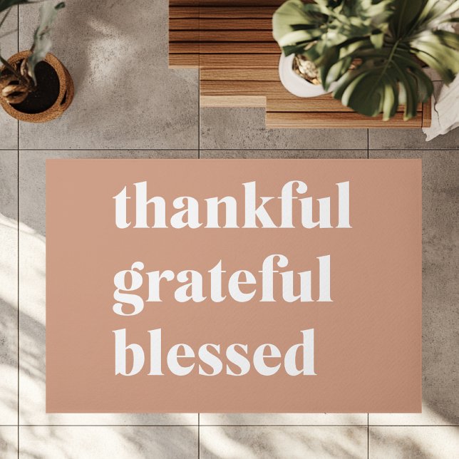 Thankful Grateful Blessed | Modern Thanksgiving Doormat (Creator Uploaded)