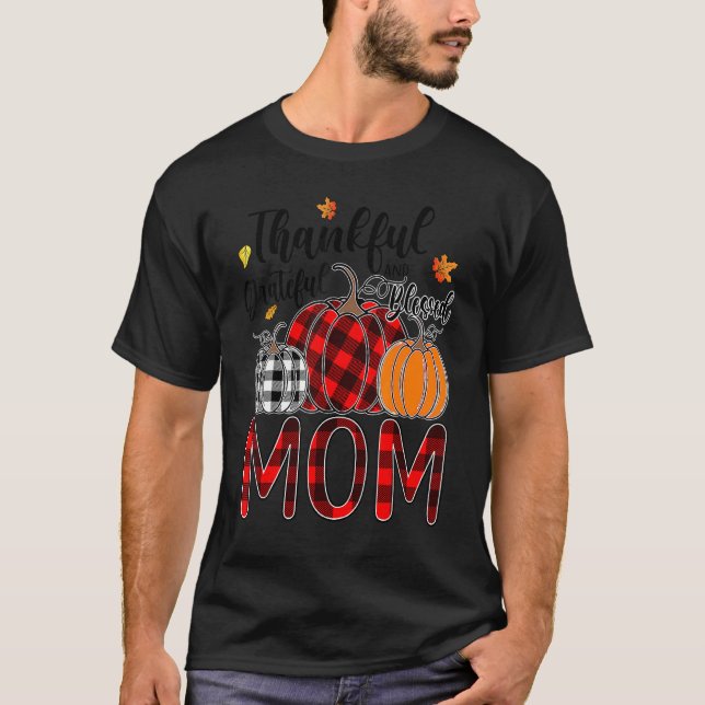 Thankful Grateful Blessed Mom Pumpkin Truck Thanks T-Shirt (Front)