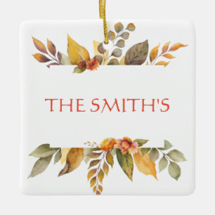 Thankful Grateful Blessed NAME Thanksgiving Ceramic Ornament