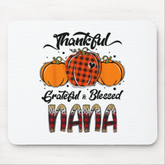 Thankful Grateful Blessed Nana Plaid Thanksgiving Mouse Pad