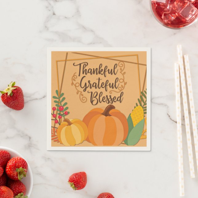 Thankful, Grateful, Blessed Napkins (Insitu)