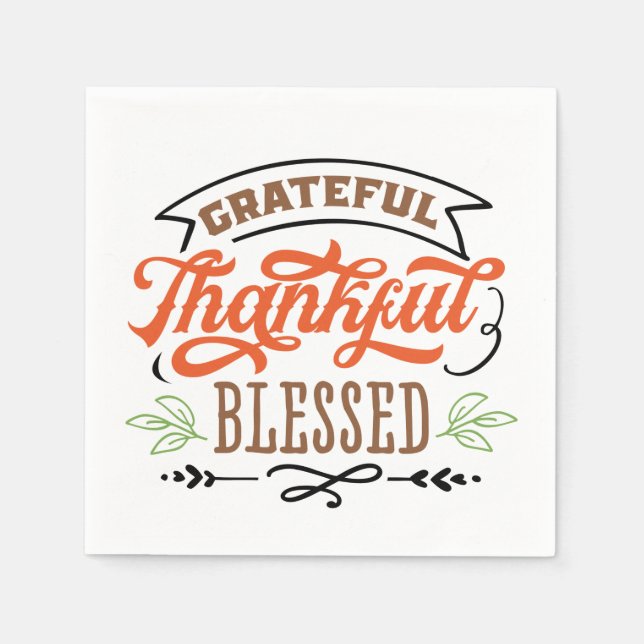 thankful grateful blessed napkins (Front)