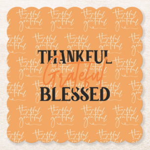Thankful, Grateful, Blessed Paper Coaster