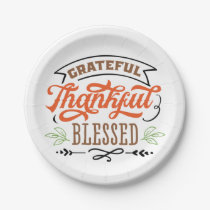 thankful grateful blessed paper plates
