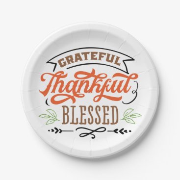 thankful grateful blessed paper plates