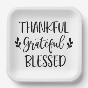 Thankful Grateful Blessed Paper Plates