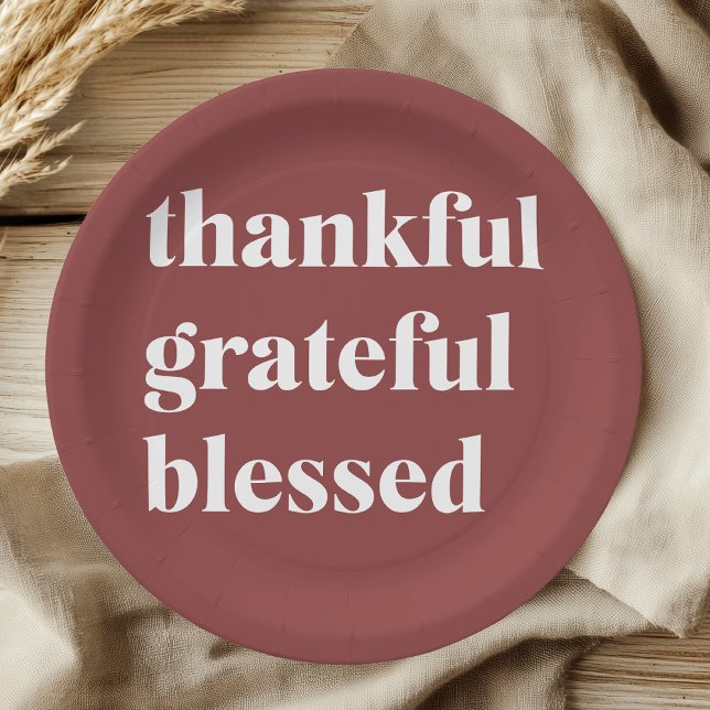 Thankful Grateful Blessed Paper Plates (Creator Uploaded)