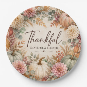 Thankful Grateful & Blessed Paper Plates