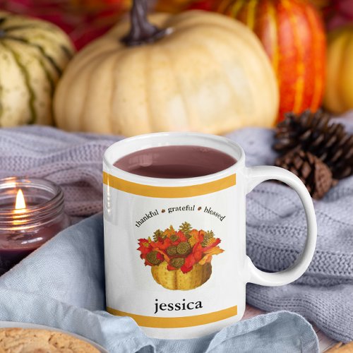 Thankful Grateful Blessed Personalized Coffee Mug