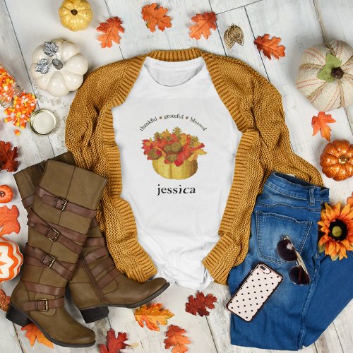Thankful Grateful Blessed Personalized T_Shirt