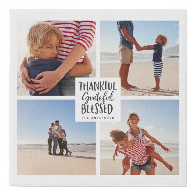 Thankful grateful blessed photo thanksgiving   faux canvas print (Front)