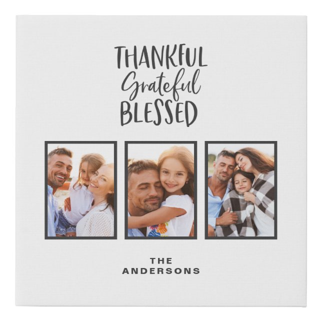 Thankful grateful blessed photo thanksgiving  faux canvas print (Front)