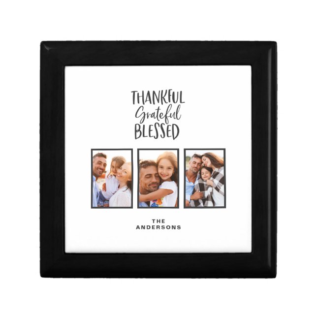 Thankful grateful blessed photo thanksgiving  gift box (Front)